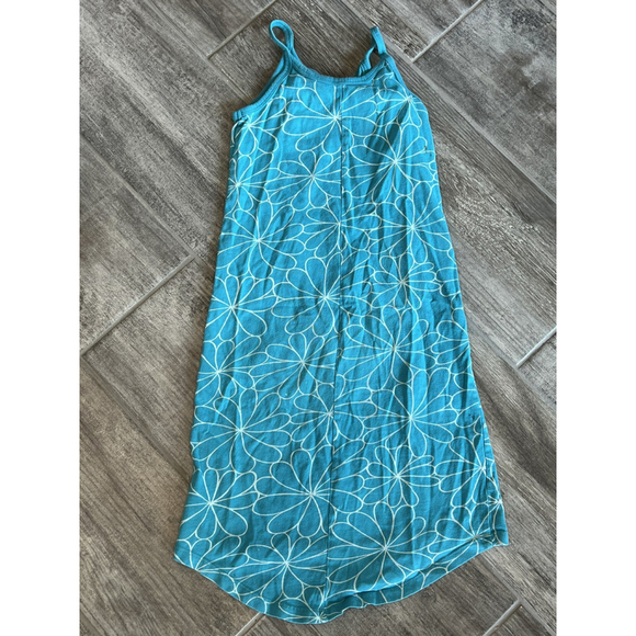 Size 5 Old Navy Turquoise Long Floral Tank Maxi‎ Dress - Picture 2 of 5